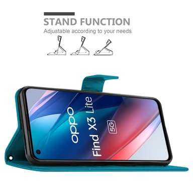 Oppo FIND X3 LITE lommebokdeksel Blomster (blå)