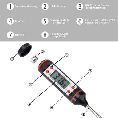 Termometer digital temperaturmåler (svart)