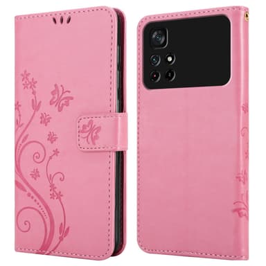 Xiaomi POCO M4 PRO 5G lommebokdeksel Blomster (rosa)
