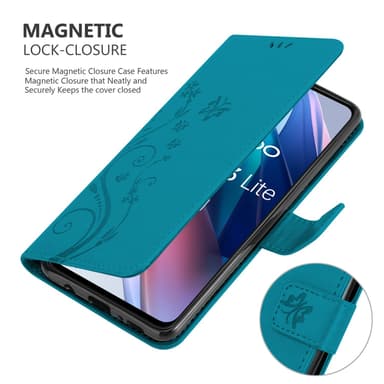 Oppo FIND X3 LITE lommebokdeksel Blomster (blå)