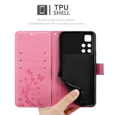 Xiaomi POCO M4 PRO 5G lommebokdeksel Blomster (rosa)
