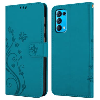 Oppo FIND X3 LITE lommebokdeksel Blomster (blå)