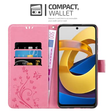 Xiaomi POCO M4 PRO 5G lommebokdeksel Blomster (rosa)
