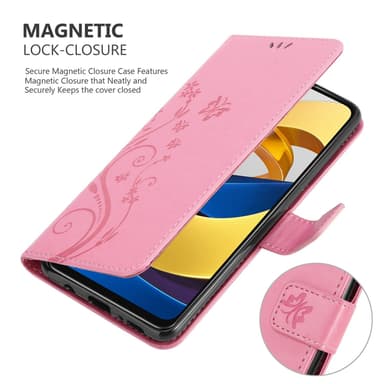Xiaomi POCO M4 PRO 5G lommebokdeksel Blomster (rosa)
