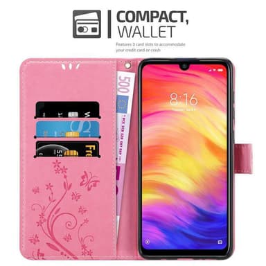 Xiaomi RedMi NOTE 7 lommebokdeksel Blomster (rosa)