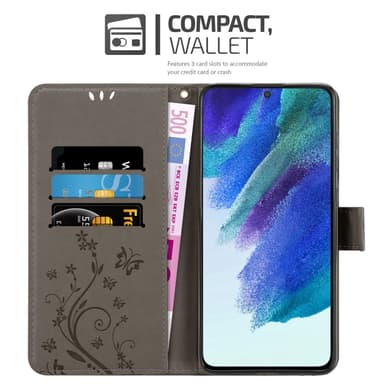 Samsung Galaxy S22 PLUS lommebokdeksel Blomster (grå)
