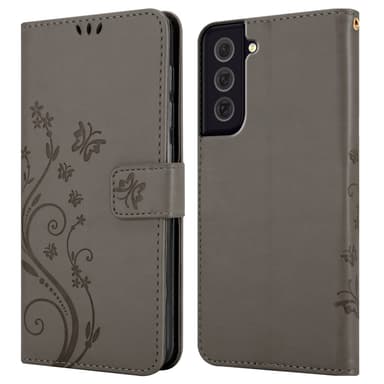 Samsung Galaxy S22 PLUS lommebokdeksel Blomster (grå)