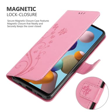 Samsung Galaxy A21s lommebokdeksel Blomster (rosa)