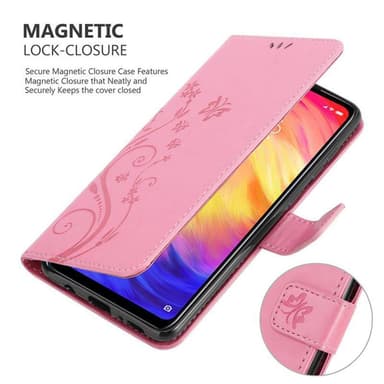 Xiaomi RedMi NOTE 7 lommebokdeksel Blomster (rosa)
