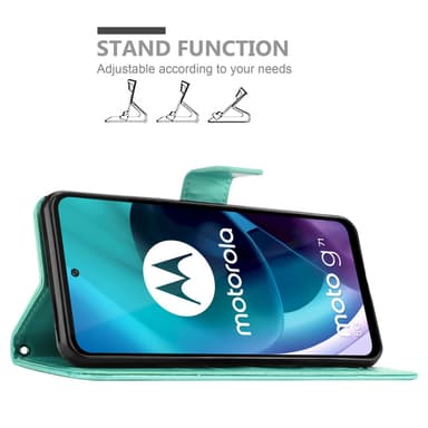 Motorola MOTO G71 5G lommebokdeksel Blomster (turkis)