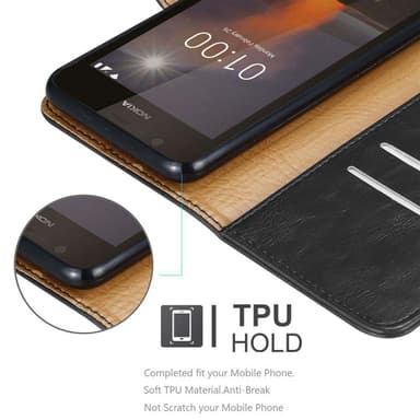 Nokia 1 2018 lommebokdeksel etui (svart)