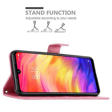 Xiaomi RedMi NOTE 7 lommebokdeksel Blomster (rosa)