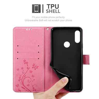 Xiaomi RedMi NOTE 7 lommebokdeksel Blomster (rosa)