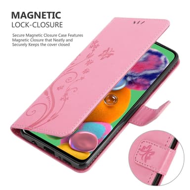 Samsung Galaxy A90 5G lommebokdeksel Blomster (rosa)