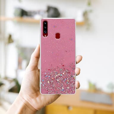 Samsung Galaxy A20s Silikondeksel Glitter (rosa)
