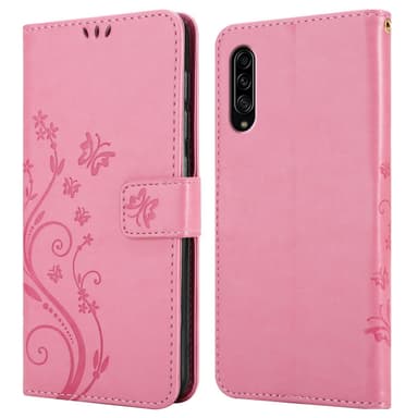 Samsung Galaxy A90 5G lommebokdeksel Blomster (rosa)