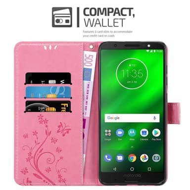 Motorola MOTO G6 PLUS lommebokdeksel Blomster (rosa)