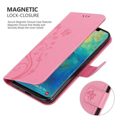 Huawei MATE 20 PRO lommebokdeksel Blomster (rosa)