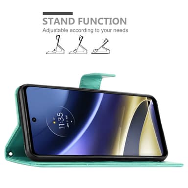 Motorola MOTO G51 5G lommebokdeksel Blomster (turkis)
