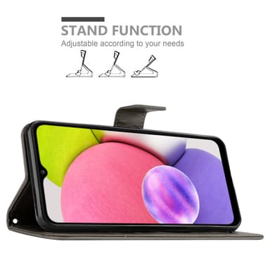 Samsung Galaxy A03s lommebokdeksel Blomster (grå)