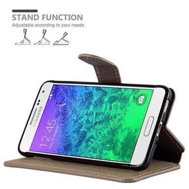 Samsung Galaxy ALPHA lommebokdeksel etui (brun)