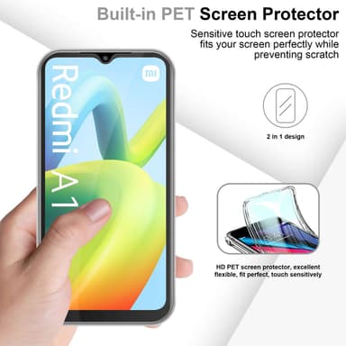 Xiaomi RedMi A1 Deksel 360 Case Cover (Gjennomsiktig)