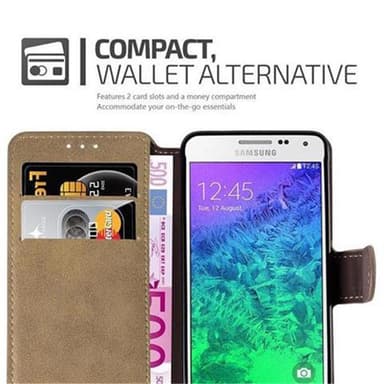 Samsung Galaxy ALPHA lommebokdeksel etui (brun)