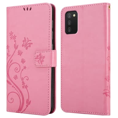 Samsung Galaxy A03s lommebokdeksel Blomster (rosa)