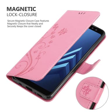Samsung Galaxy A8 2018 lommebokdeksel Blomster (rosa)