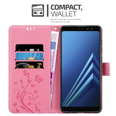 Samsung Galaxy A8 2018 lommebokdeksel Blomster (rosa)