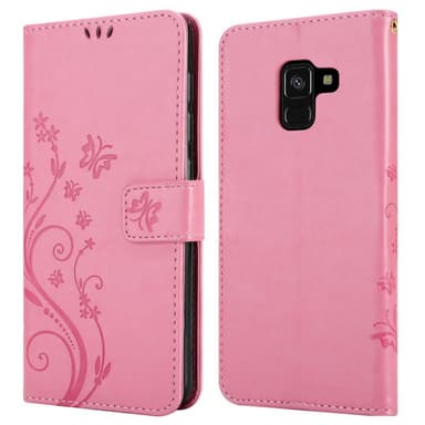 Samsung Galaxy A8 2018 lommebokdeksel Blomster (rosa)