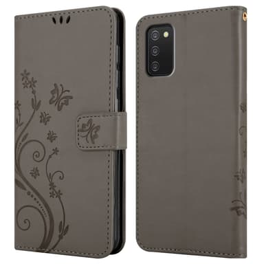 Samsung Galaxy A03s lommebokdeksel Blomster (grå)
