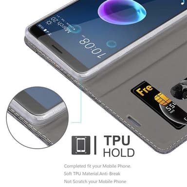 HTC Desire 12 lommebokdeksel etui (grå)