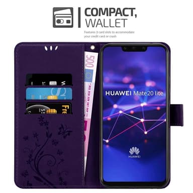 Huawei MATE 20 LITE lommebokdeksel Blomster (lilla)