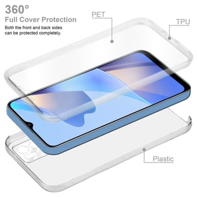 Oppo A16s / A54s Deksel 360 Case Cover (gjennomsiktig)