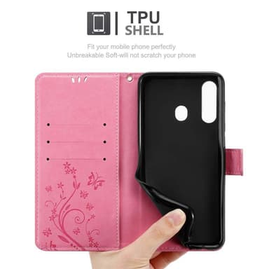 Samsung Galaxy A60 / M40 lommebokdeksel Blomster (rosa)