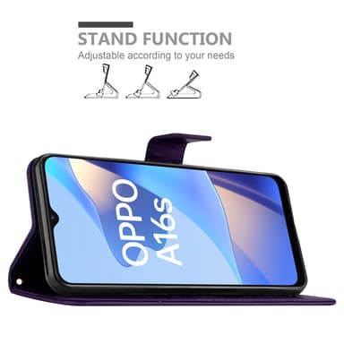 Oppo A16s / A54s lommebokdeksel Blomster (lilla)