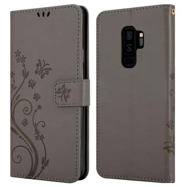 Samsung Galaxy S9 PLUS lommebokdeksel Blomster (grå)