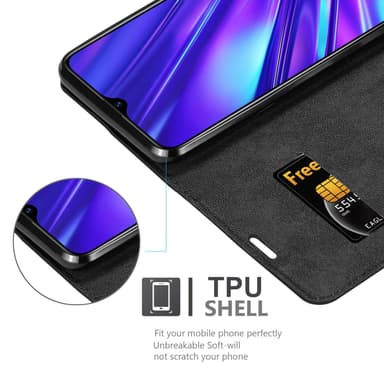 Realme 5 / 5i / 6i / C3 lommebokdeksel case (svart)