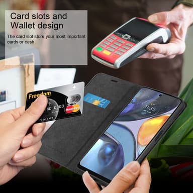 Motorola MOTO G22 lommebokdeksel case (svart)