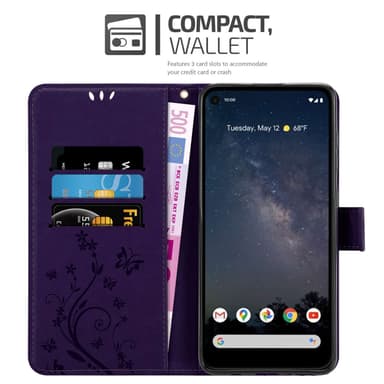 Google PIXEL 4A 5G lommebokdeksel Blomster (Lilla)