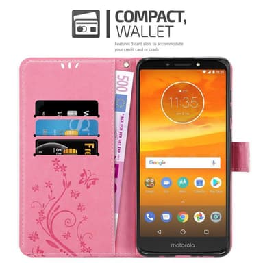 Motorola MOTO E5 PLUS lommebokdeksel Blomster (rosa)