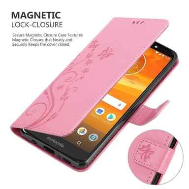 Motorola MOTO E5 PLUS lommebokdeksel Blomster (rosa)