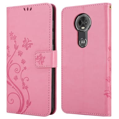 Motorola MOTO E5 PLUS lommebokdeksel Blomster (rosa)
