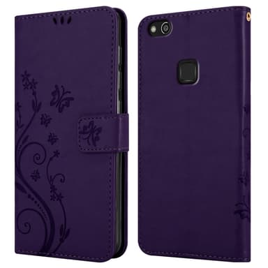 Huawei P10 LITE lommebokdeksel Blomster (lilla)
