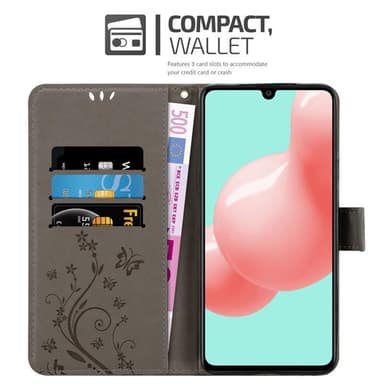 Samsung Galaxy A41 lommebokdeksel Blomster (grå)