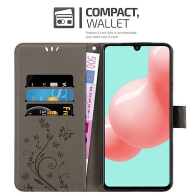 Samsung Galaxy A41 lommebokdeksel Blomster (grå)