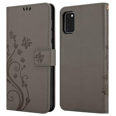 Samsung Galaxy A41 lommebokdeksel Blomster (grå)