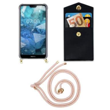 Nokia 7.1 Deksel med Halskjede (rosa)