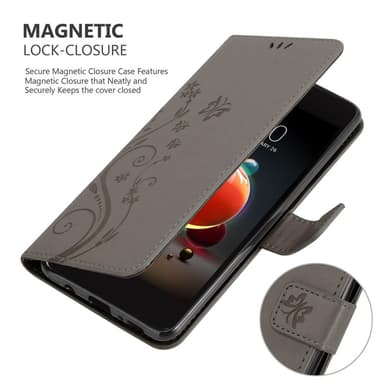 LG K8 2018 / K9 2018 lommebokdeksel Blomster (grå)